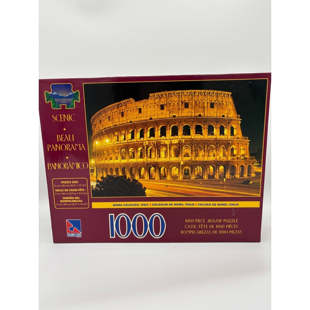 NEW SEALED VNTG Sure-Lox Rome Colosseum Italy 1000‎ pc Puzzle RARE Hard to Find